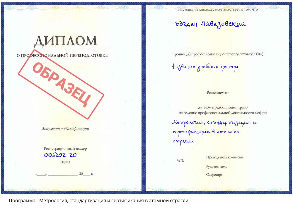 Метрология, стандартизация и сертификация в атомной отрасли Нефтеюганск