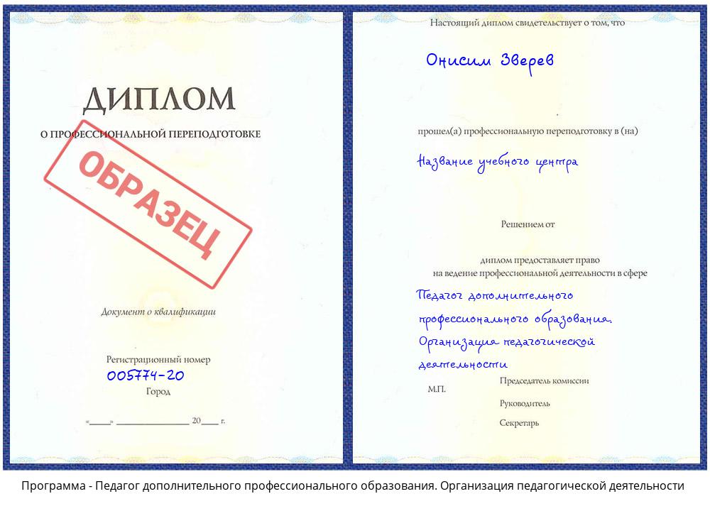 Педагог дополнительного профессионального образования. Организация педагогической деятельности Нефтеюганск