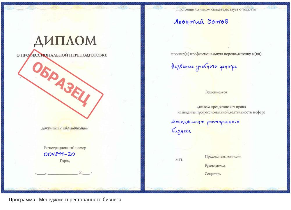 Менеджмент ресторанного бизнеса Нефтеюганск